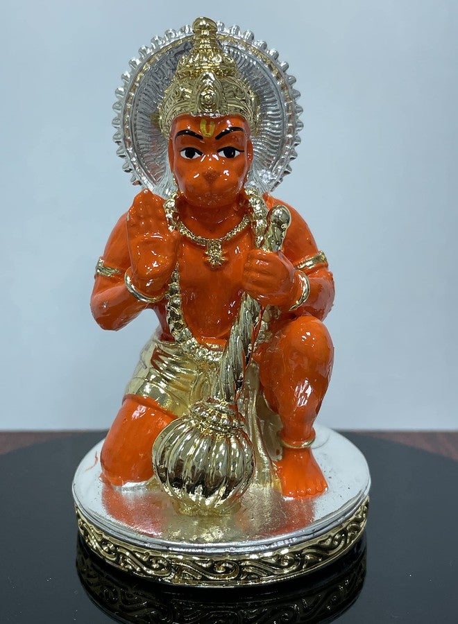 shree kreations Gold Plated Hanuman Ji Statue Kesari Hanuman Ji Ki Murti for Home Temple Office Study Table Hanuman Ji Idol Gift - Image 4